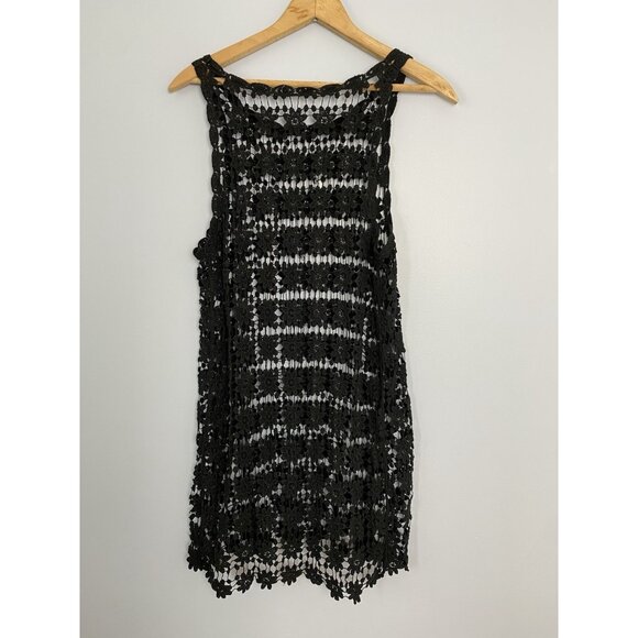 Crochet Beach Swimsuit Cover Up Dress Size XS Black Daisy Open Crochet Swim - Picture 2 of 6